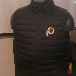 Washington Redskins Men's Full Zip Black Puffer Vest Jacket Coat NWT Size Large